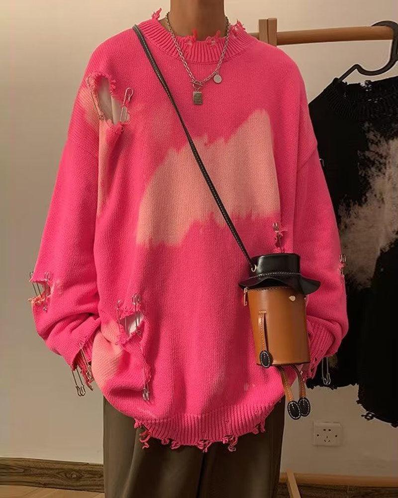 Streetwear Hole Pin Sweater