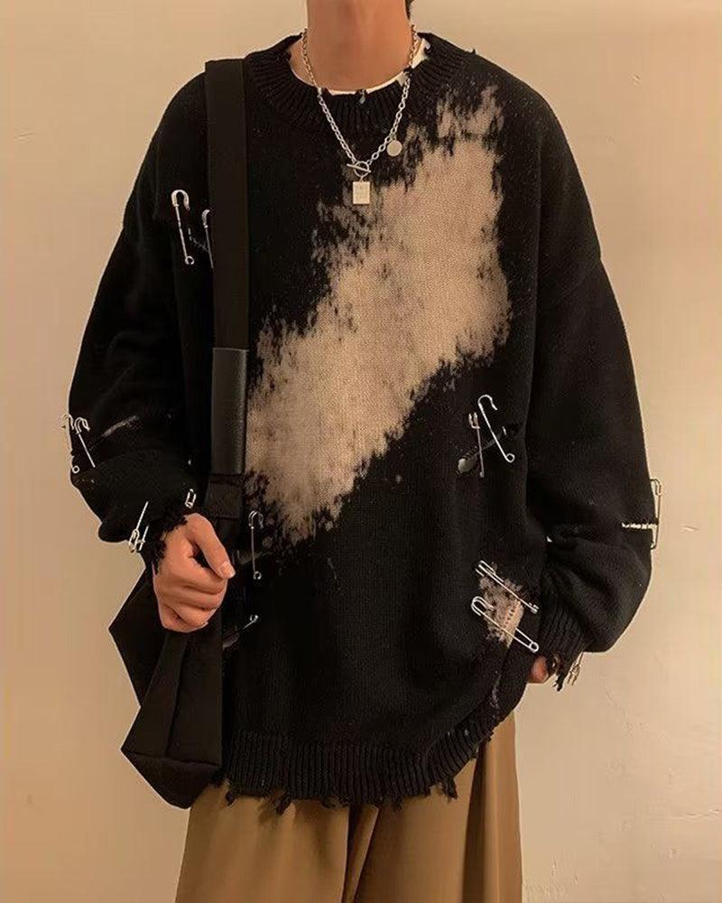 Streetwear Hole Pin Sweater