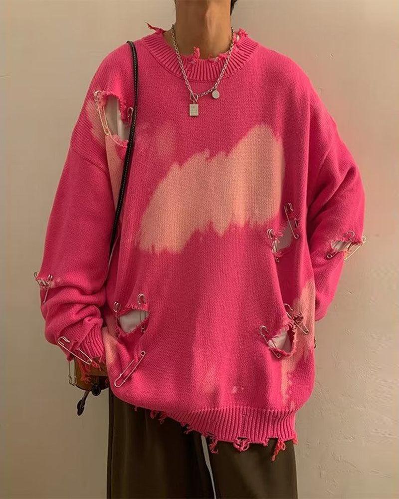 Streetwear Hole Pin Sweater