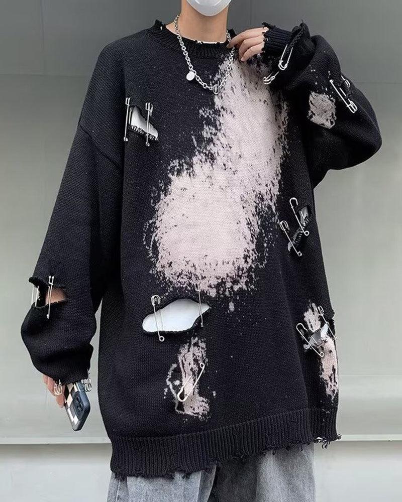 Streetwear Hole Pin Sweater