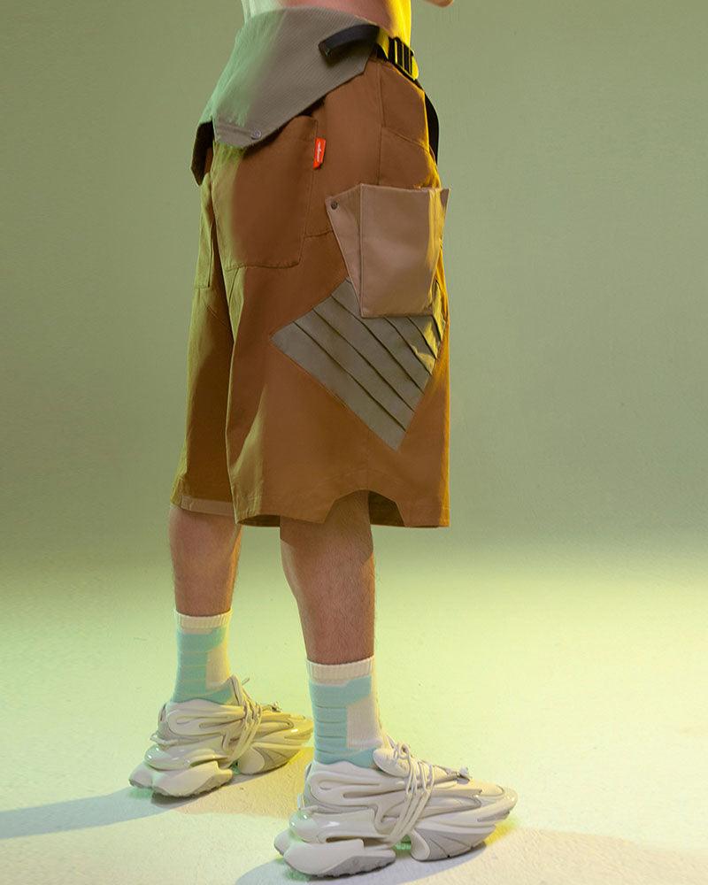 XIPHEVIL Fist Power Cyberpunk Washed Cargo Shorts