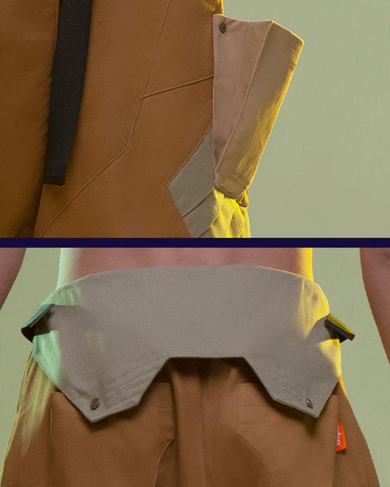 XIPHEVIL Fist Power Cyberpunk Washed Cargo Shorts
