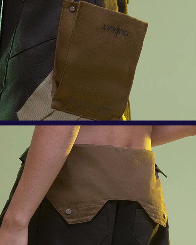 XIPHEVIL Fist Power Cyberpunk Washed Cargo Shorts