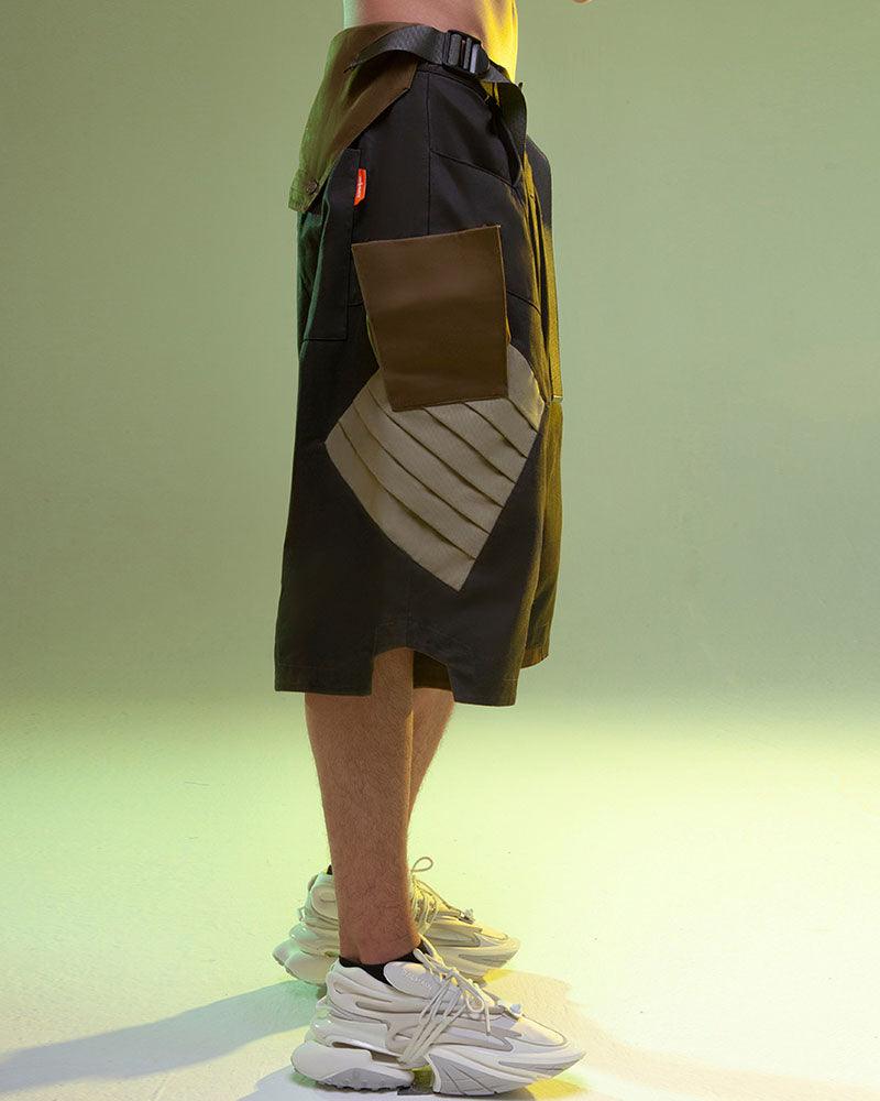 XIPHEVIL Fist Power Cyberpunk Washed Cargo Shorts