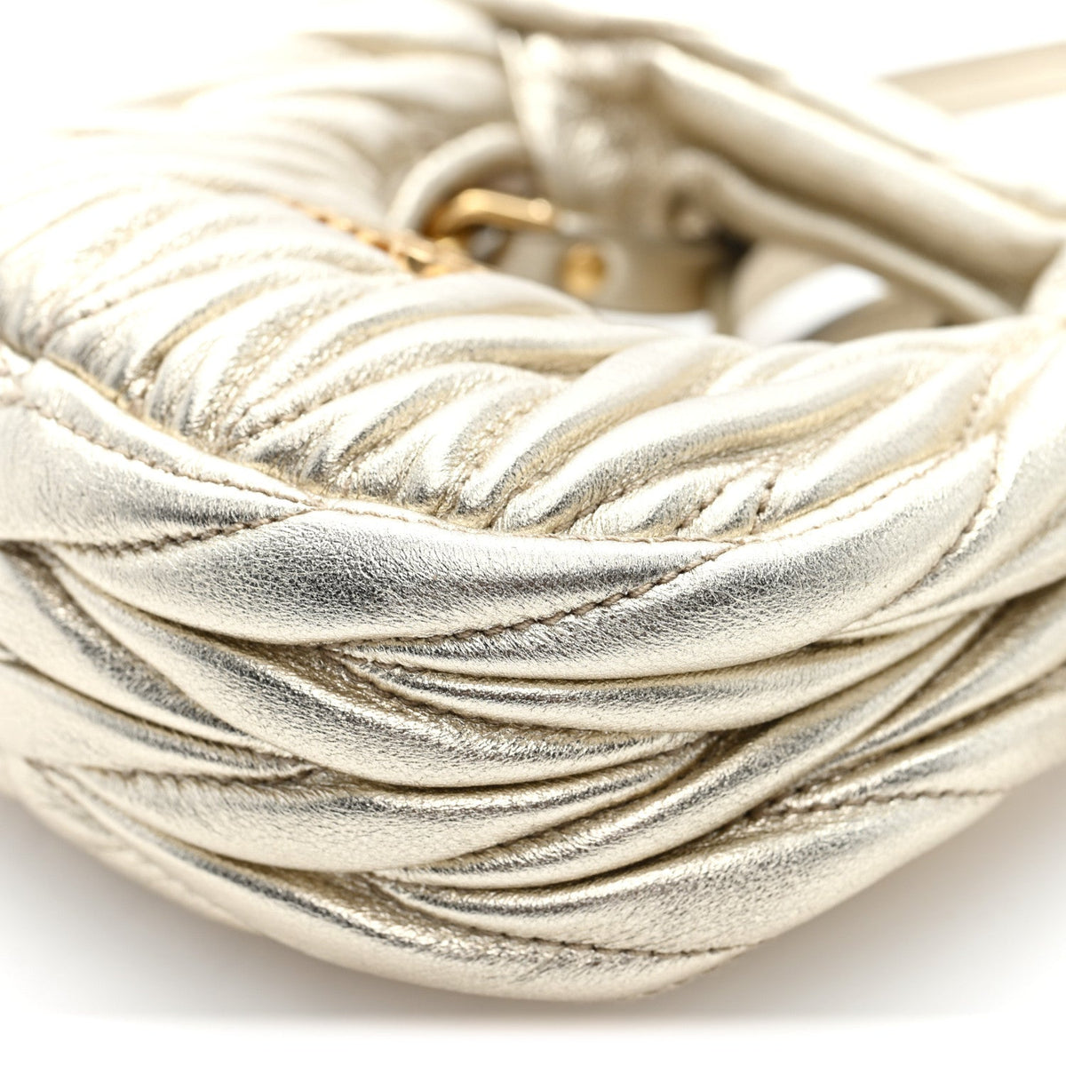 Metallic Nappa Matelasse Micro Wander Hobo Pirite Pirite