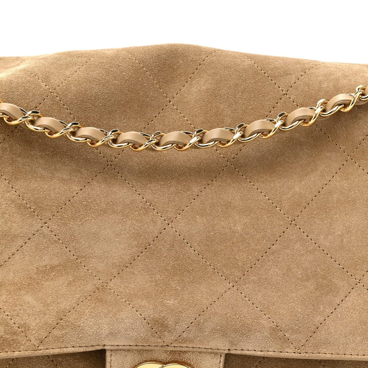 Suede Calfskin Souplissimo Maxi Flap Dark Beige