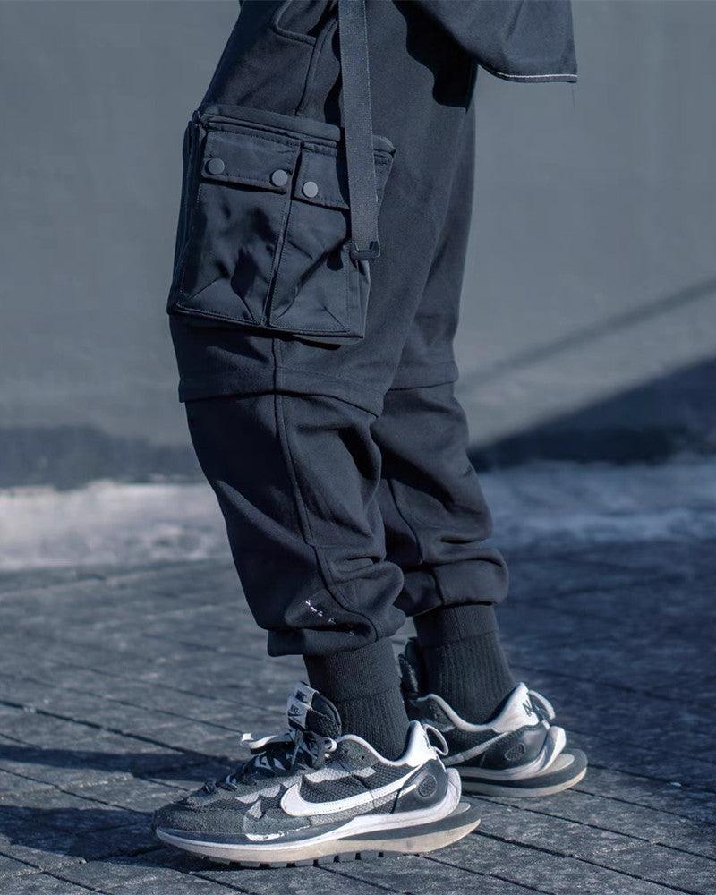 Detachable Functional Black Cargo Pants
