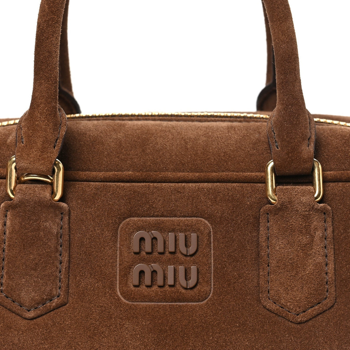 Suede Padded Regular Arcadie Top Handle Bag Cacao