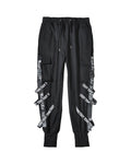 Techwear Multi-Ribbon Black Cargo Pants