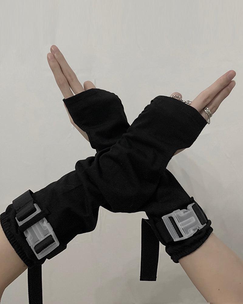 Forever Young Futuristic Buckle Gloves