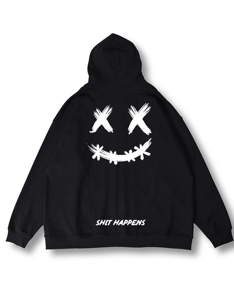 Oversize Streetwear Smiley Zip Up Hoodie