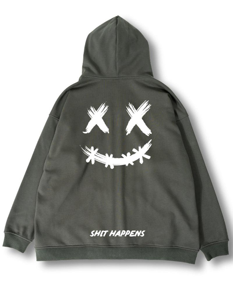 Oversize Streetwear Smiley Zip Up Hoodie