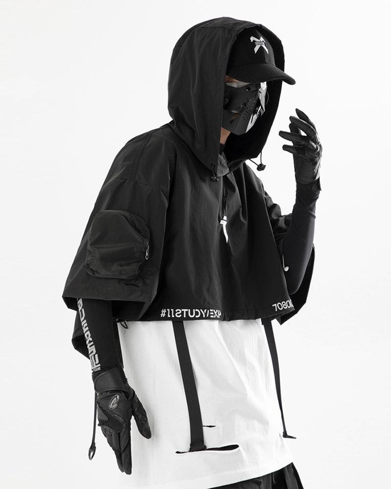 Functional Hooded Short Black Cape