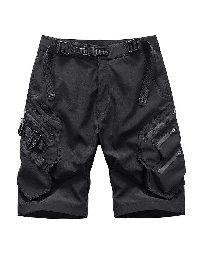 Functional Multi-Pocket Belt Cargo Shorts
