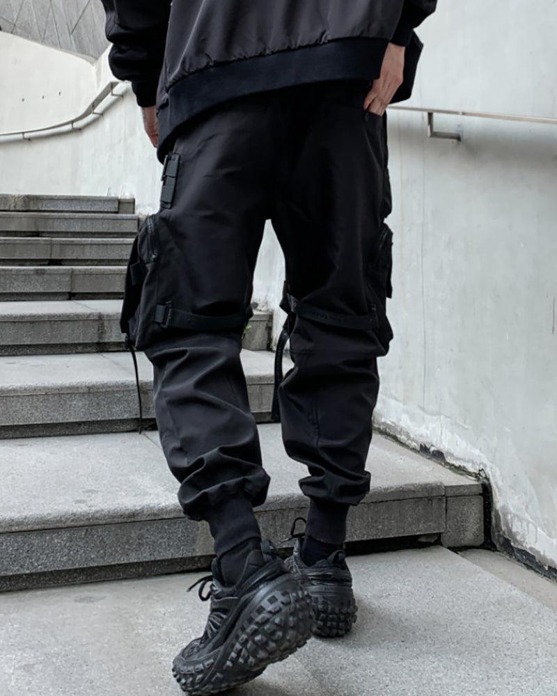 Functional Black Multi-Pocket Cargo Pants