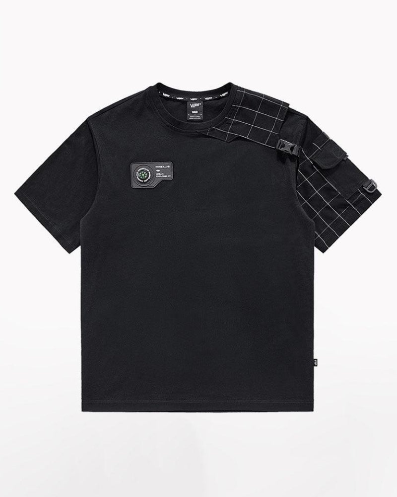 Functional Plaid Patchwork Techwear T-Shirt