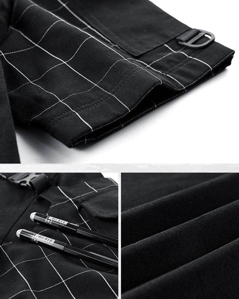 Functional Plaid Patchwork Techwear T-Shirt