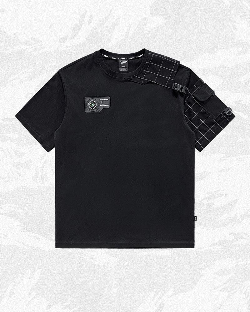 Functional Plaid Patchwork Techwear T-Shirt