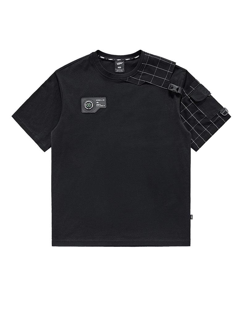 Functional Plaid Patchwork Techwear T-Shirt