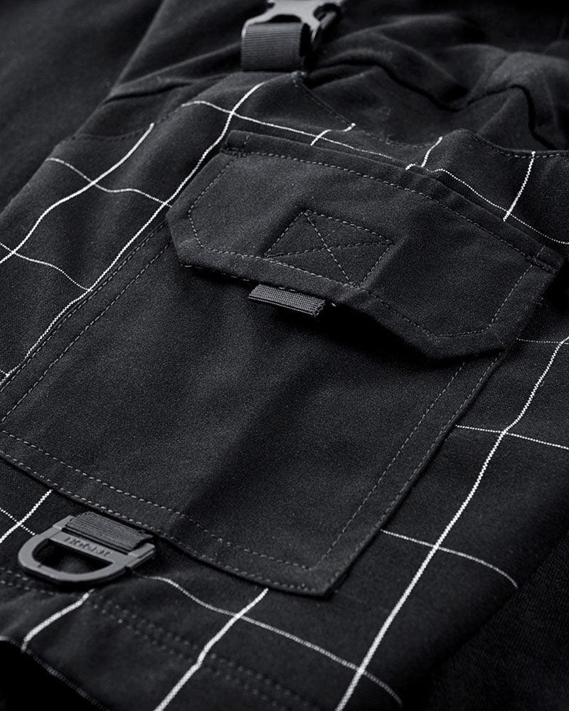 Functional Plaid Patchwork Techwear T-Shirt