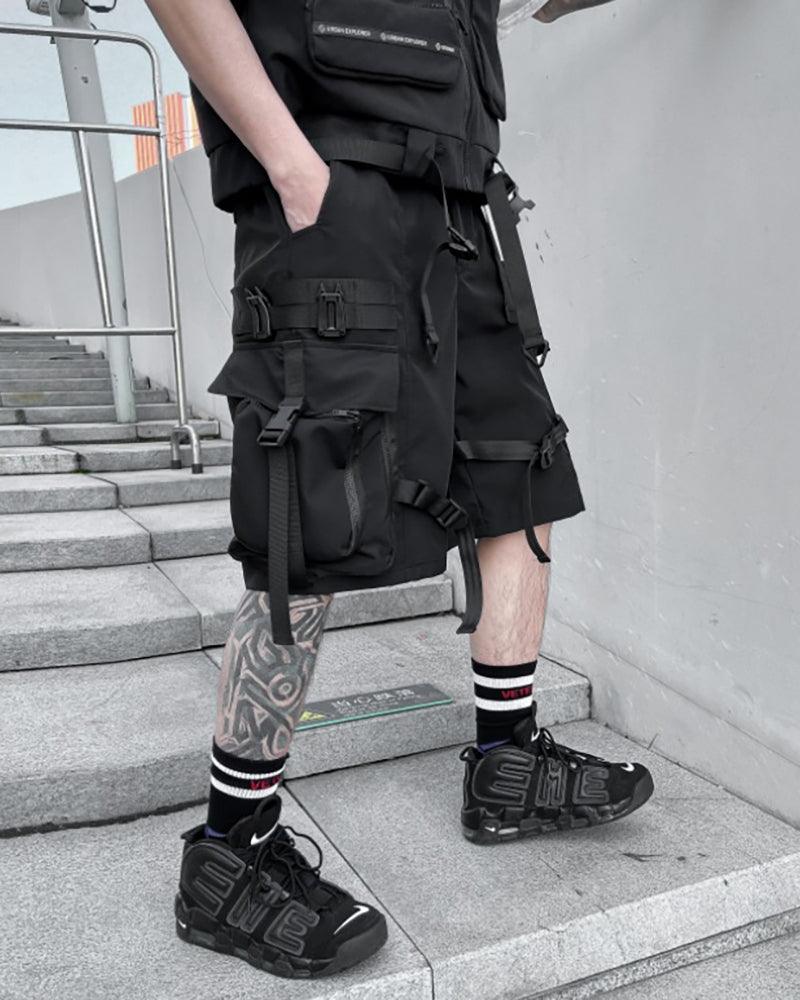 Functional Streetwear Ribbon Cargo Shorts