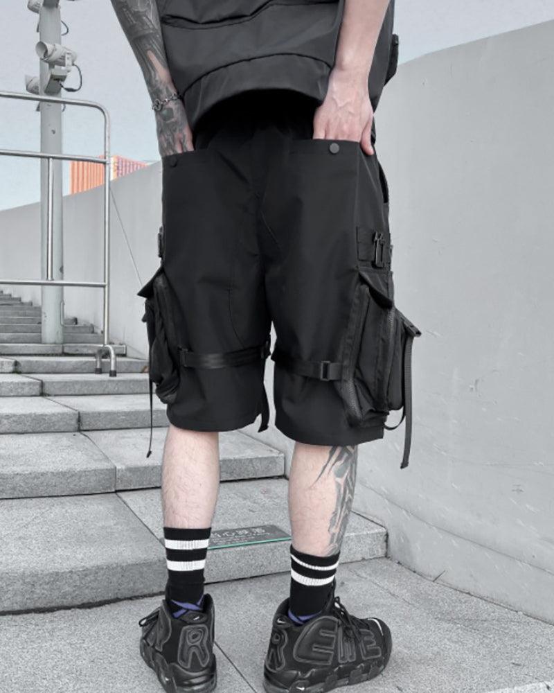 Functional Streetwear Ribbon Cargo Shorts