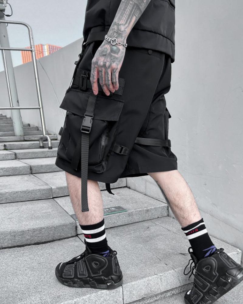 Functional Streetwear Ribbon Cargo Shorts