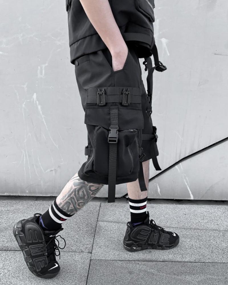 Functional Streetwear Ribbon Cargo Shorts