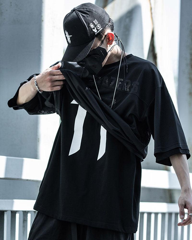 Fake Two-piece Mesh Techwear T-Shirt