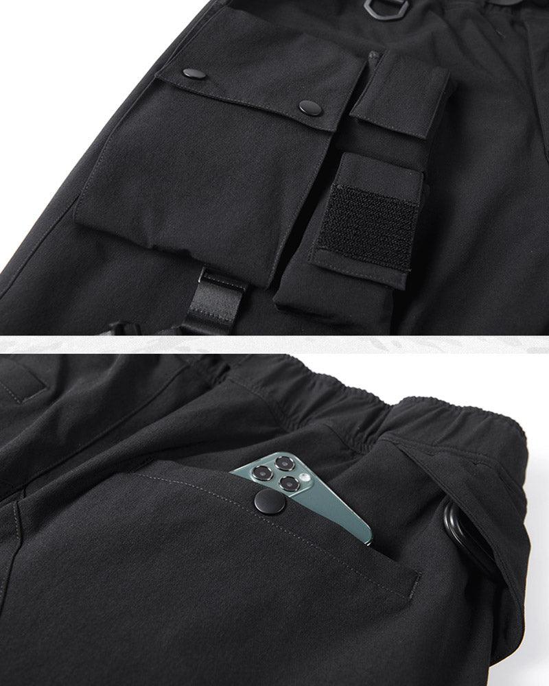 Black Paratrooper Techwear Cargo Pants