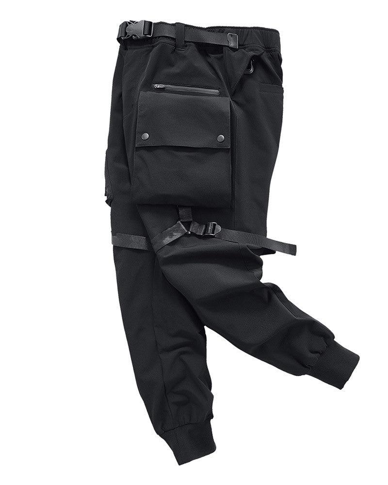 Black Paratrooper Techwear Cargo Pants