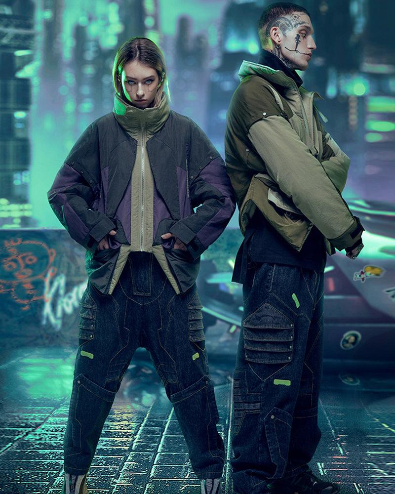 XIPHEVIL Cyberpunk Outfits Heavy Mecha Baggy Unisex Jeans