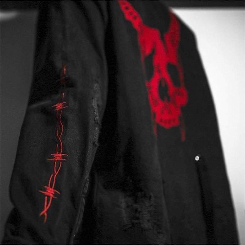 Techwear Harajuku Horns Denim Jacket