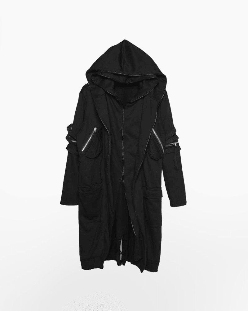 Futuristic Techwear Double-Layered Hooded Coat