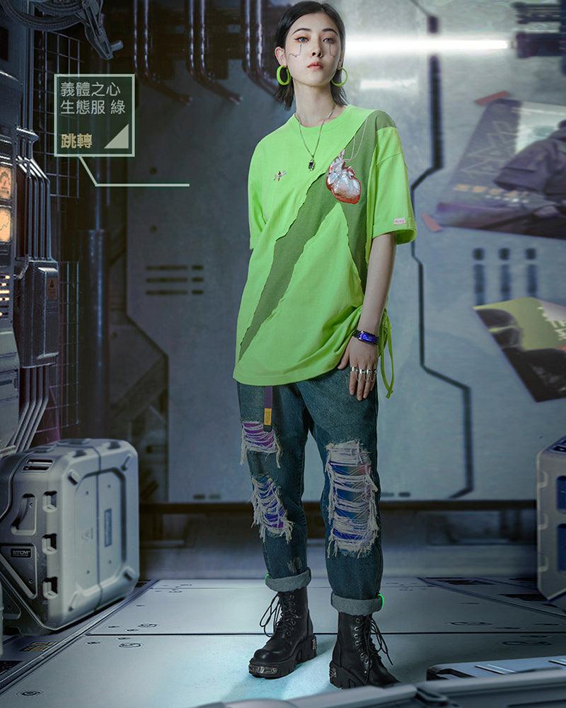 XIPHEVIL Cyberpunk Laser Destroyed Unisex Y2K Jeans
