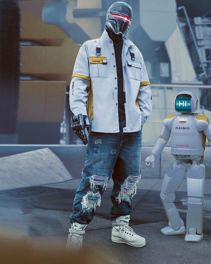 XIPHEVIL Cyberpunk Laser Destroyed Unisex Y2K Jeans