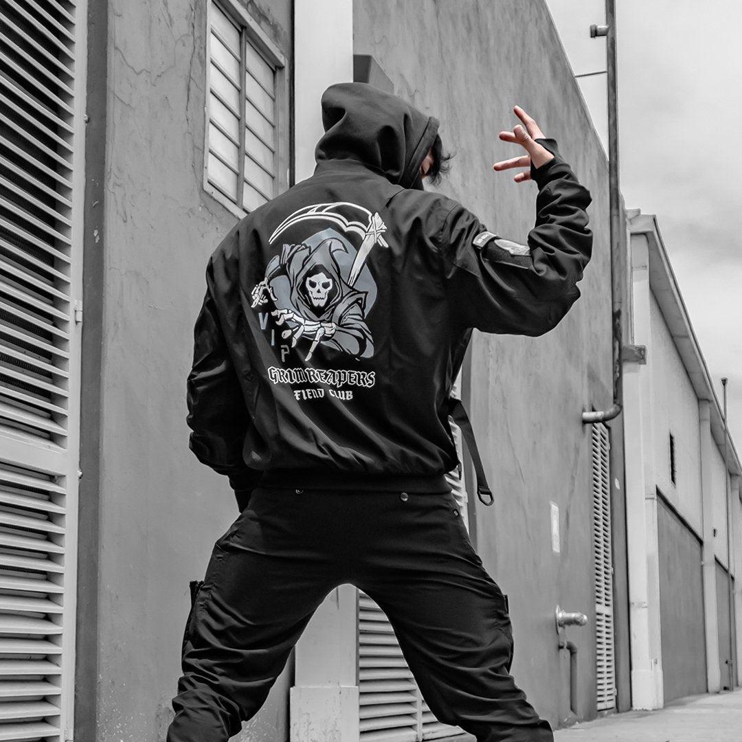 Techwear Skull Black Bomber Cyberpunk Jacket