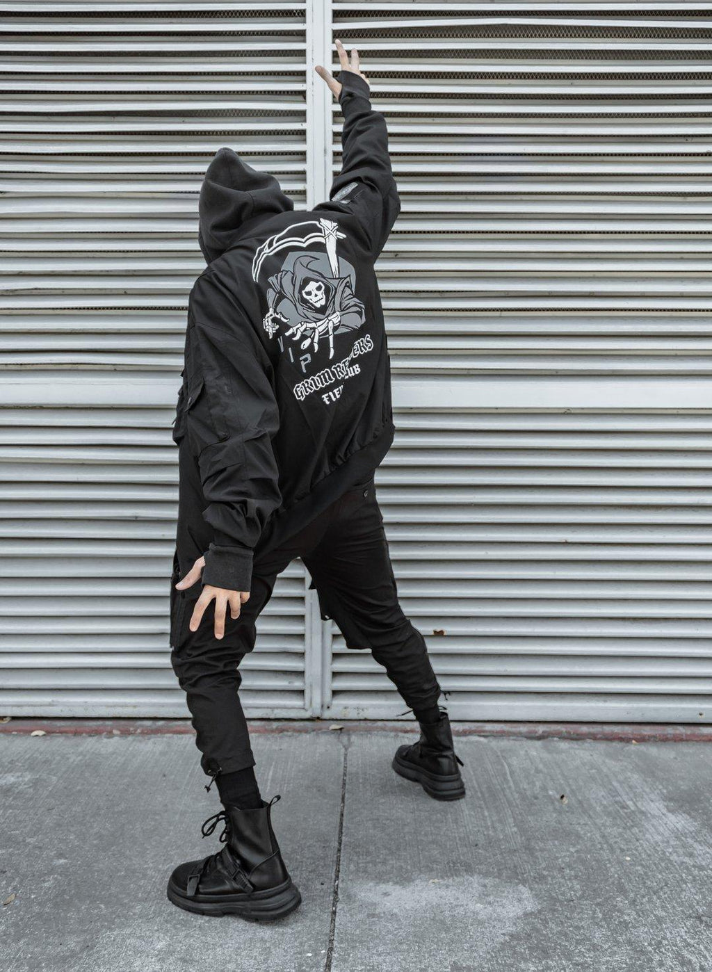 Techwear Skull Black Bomber Cyberpunk Jacket