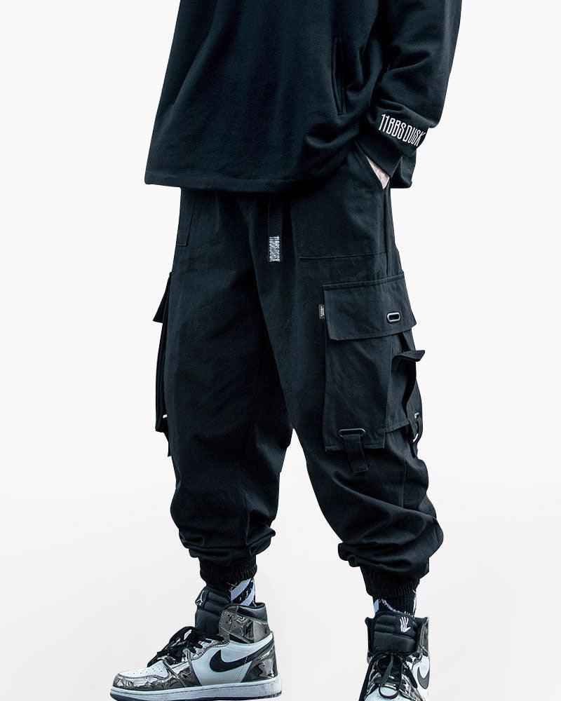 Techwear Street Style Cargo Black Pants
