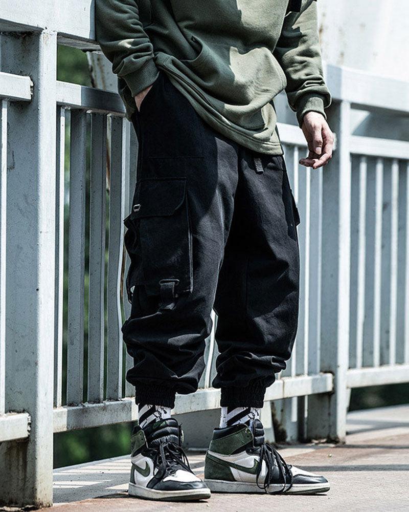 Techwear Street Style Cargo Black Pants