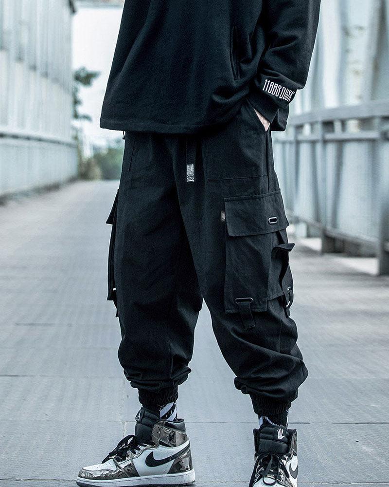 Techwear Street Style Cargo Black Pants