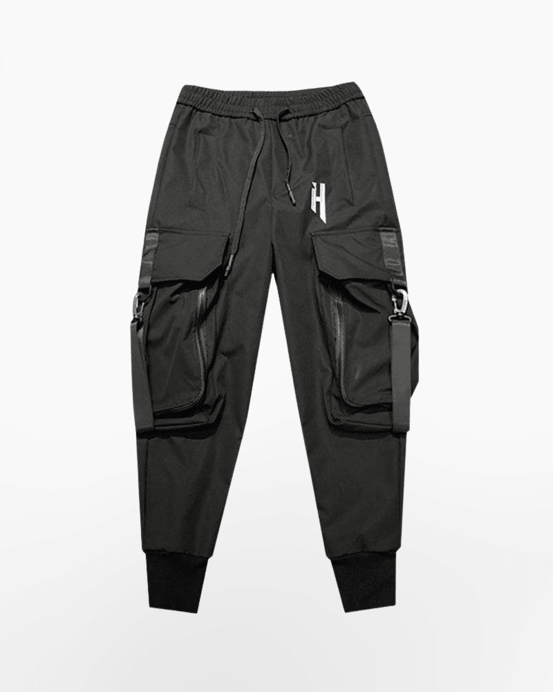 Street Style Techwear Black Slim Fit Cargo Pants