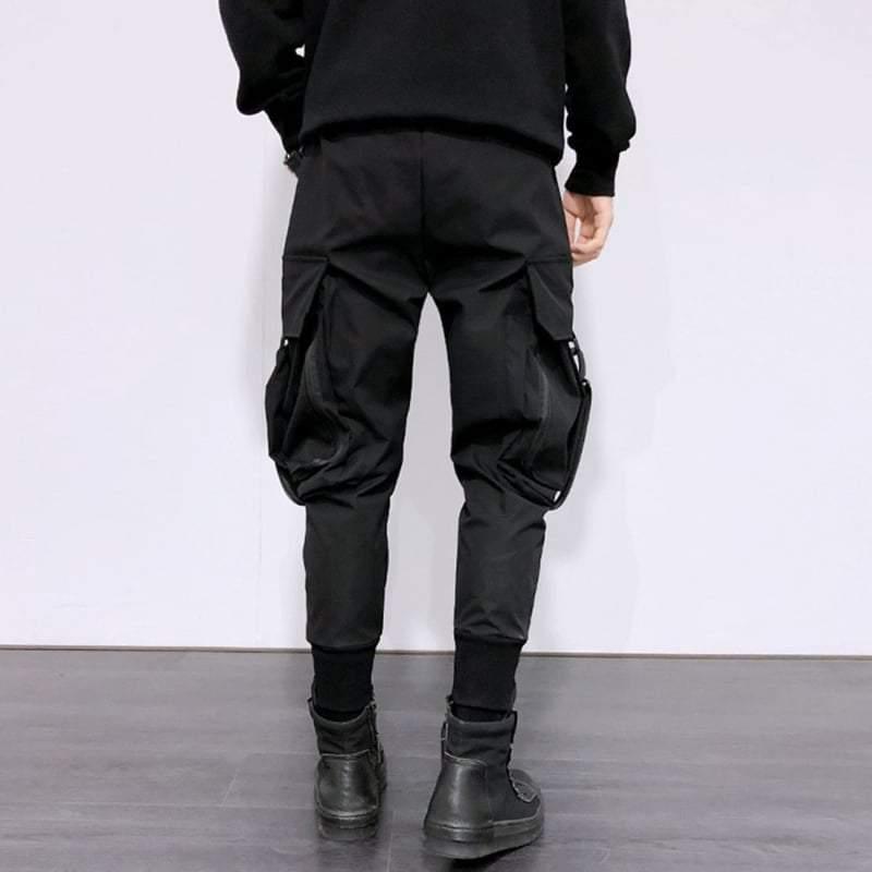 Street Style Techwear Black Slim Fit Cargo Pants