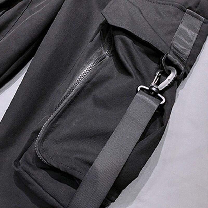 Street Style Techwear Black Slim Fit Cargo Pants