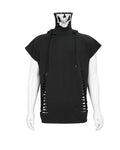 Skull Mask Tattered Sleeveless Hooded Muscle Shirt