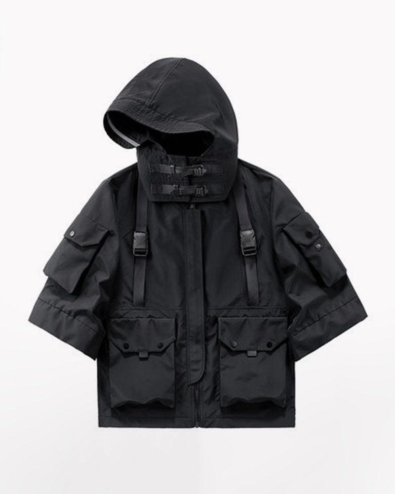 Techwear Futuristic Short Sleeve Hooded Jacket