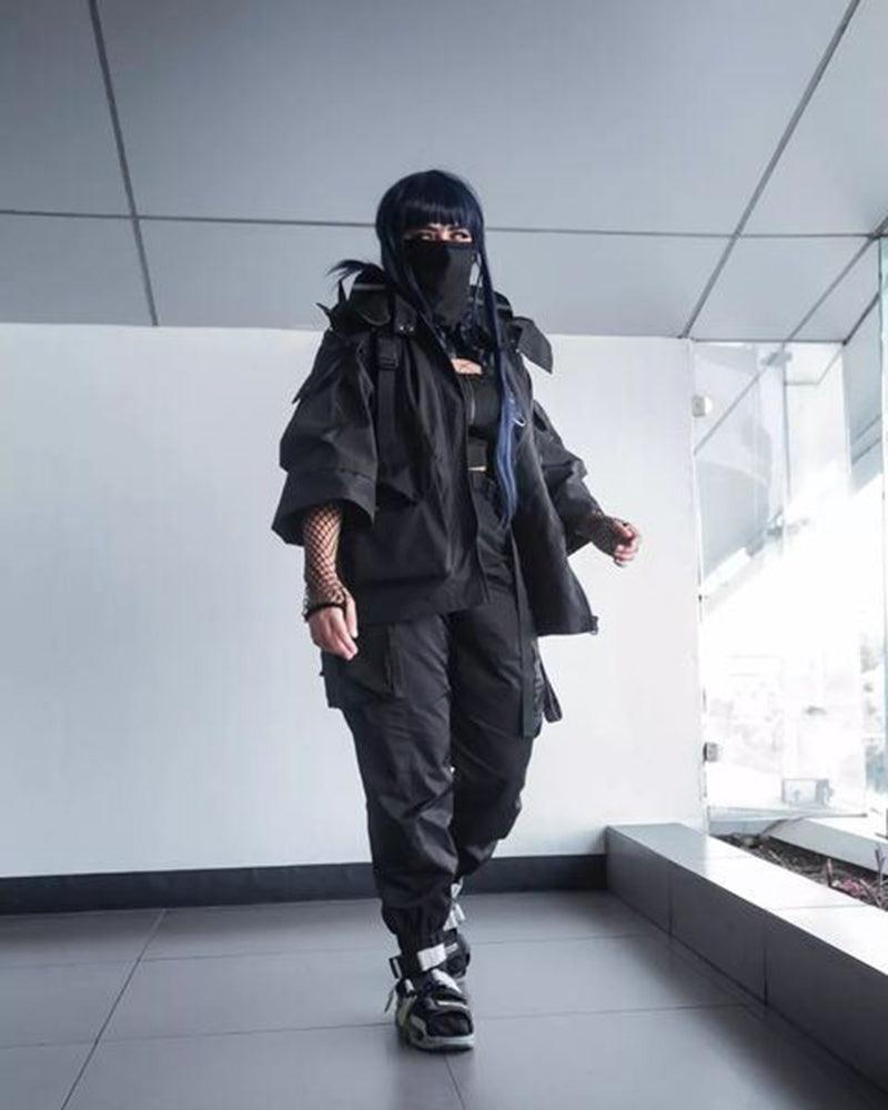 Techwear Futuristic Short Sleeve Hooded Jacket