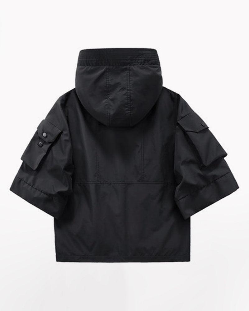 Techwear Futuristic Short Sleeve Hooded Jacket