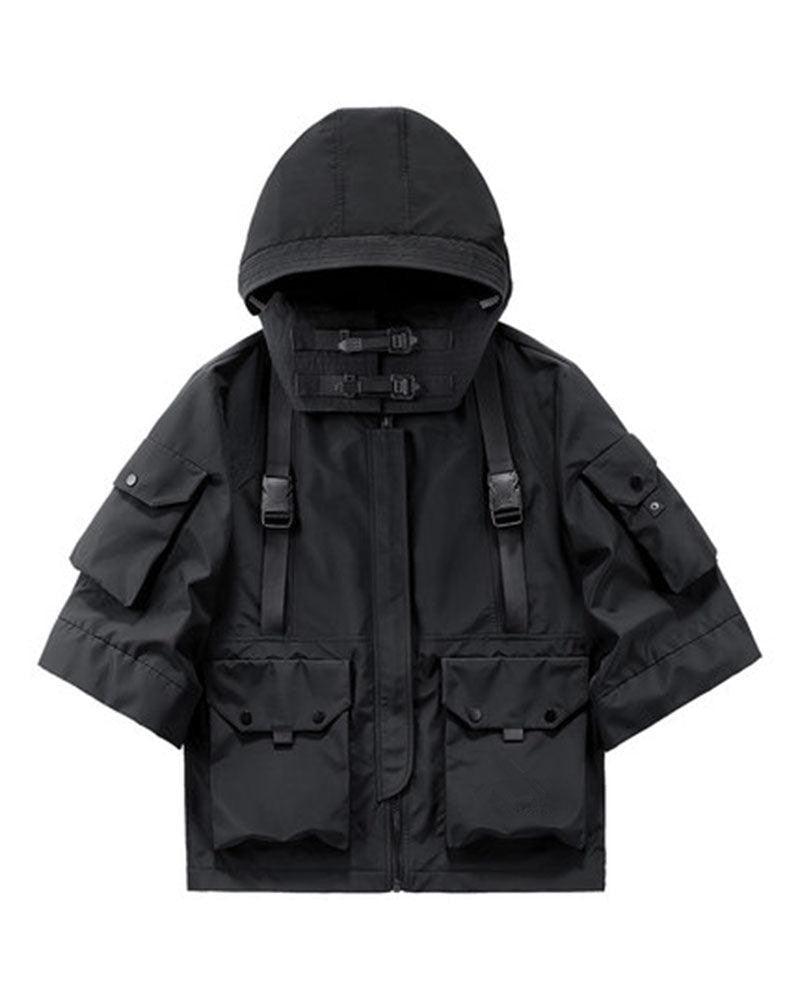 Techwear Futuristic Short Sleeve Hooded Jacket