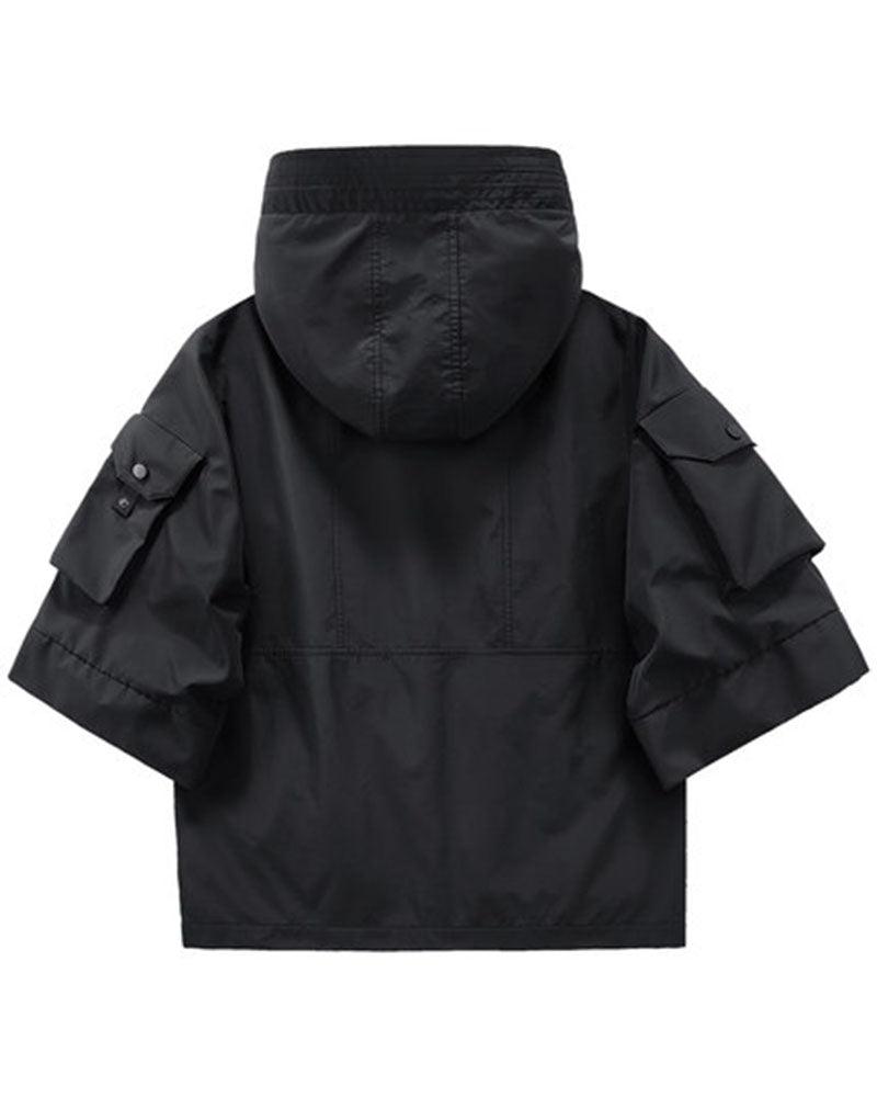 Techwear Futuristic Short Sleeve Hooded Jacket